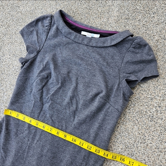 Boden Audrey Ponte Heathered Gray Dress Boatneck Cap Sleeve Sheath Size 4 - Picture 8 of 12